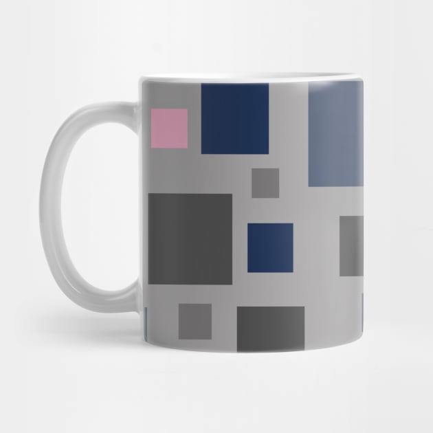 Blue, Blush Pink and Grey Squares by OneThreeSix